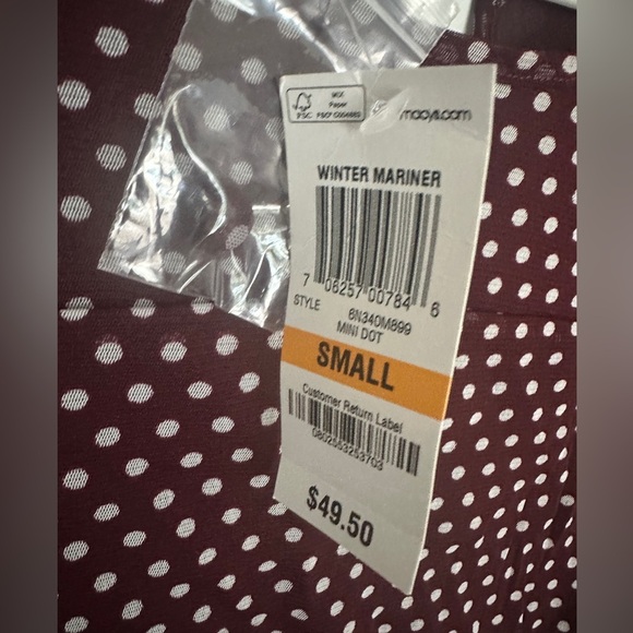 INC international concepts burgundy polkadot long sleeve blouse NWT Size Small - Picture 2 of 5